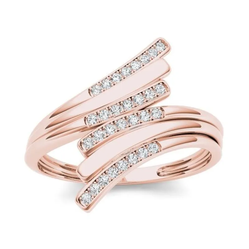 De Couer 10k Rose Gold 1/10ct TDW Diamond Triple Ribbon Ring - Pink sold by Zulily