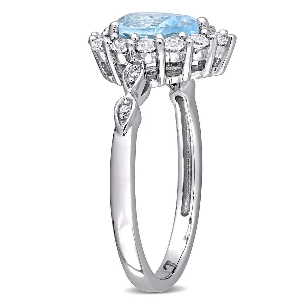 Miadora 10k White Gold Sky-Blue Topaz Created White Sapphire & Diamond Teardrop Halo Engagement Ring sold by Zulily product image thumbnail 3