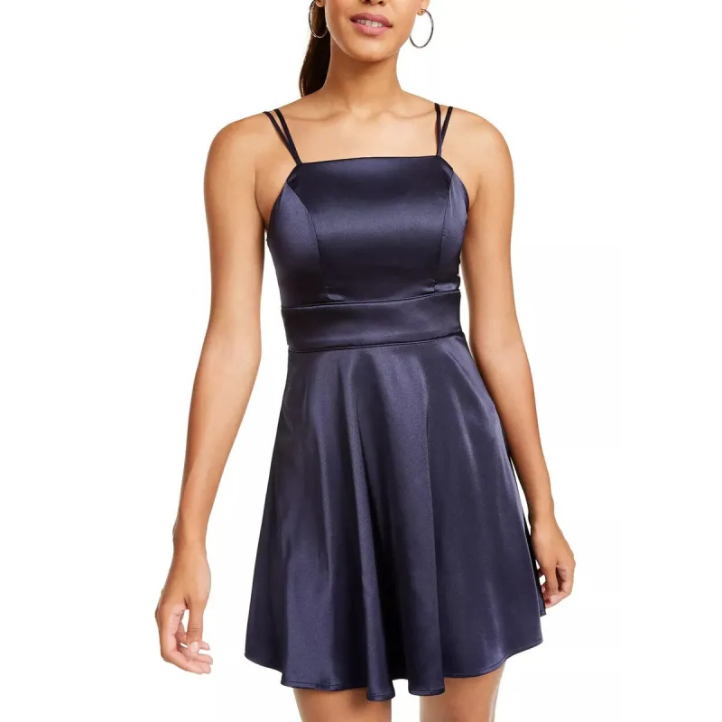 Sequin Hearts Women's Spaghetti Strap Square Neck Short Fit + Flare Party Dress Blue Size 1 sold by Zulily