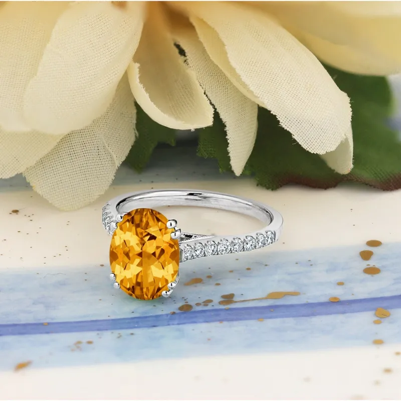 Auriya 2 3/4ct Fancy Oval Citrine and Diamond Engagement Ring 1/4cttw 14k Gold sold by Zulily