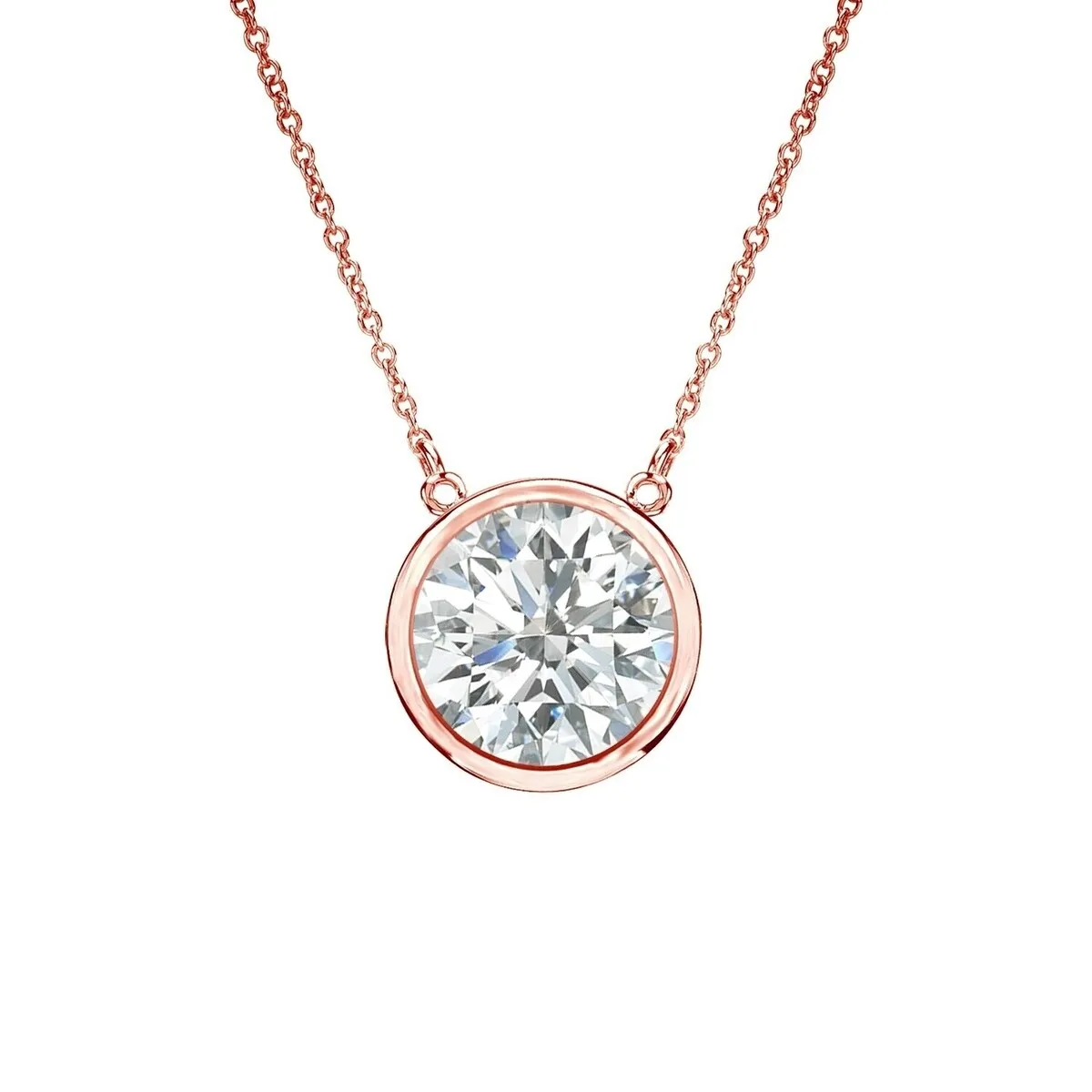 Auriya 3/4ctw Round Solitaire Diamond Necklace 14k Gold Bezel-set - 5.9mm sold by Zulily product image thumbnail 3