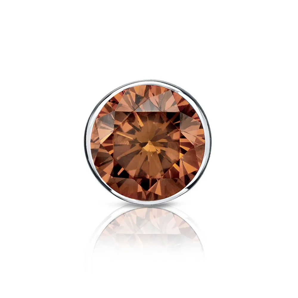 Auriya 14k Gold 3/4ct TDW Bezel-Set Round SINGLE (1) Brown Diamond Stud Earring sold by Zulily product image thumbnail 5
