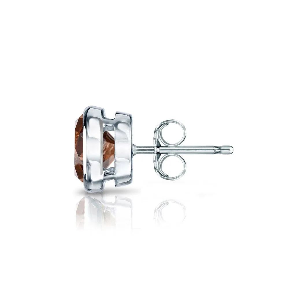 Auriya 14k Gold 3/4ct TDW Bezel-Set Round SINGLE (1) Brown Diamond Stud Earring sold by Zulily product image thumbnail 4
