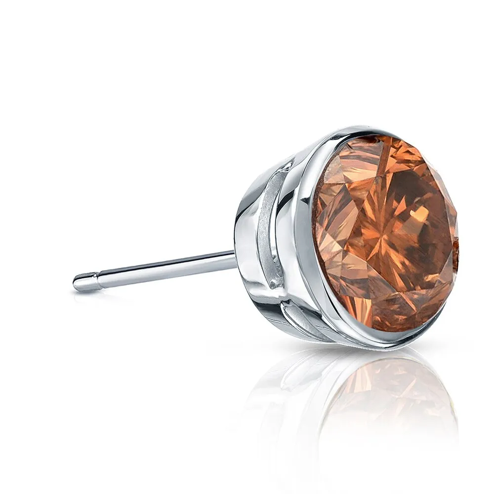 Auriya 14k Gold 3/4ct TDW Bezel-Set Round SINGLE (1) Brown Diamond Stud Earring sold by Zulily