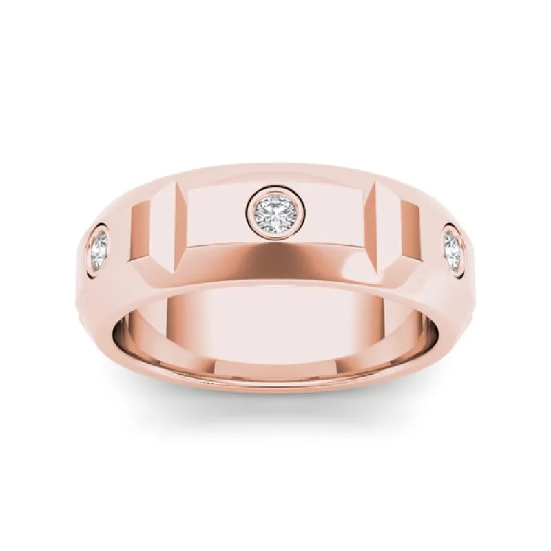 De Couer 14k Rose Gold 1/4ct TDW Diamond Men's Wedding Band - Pink sold by Zulily