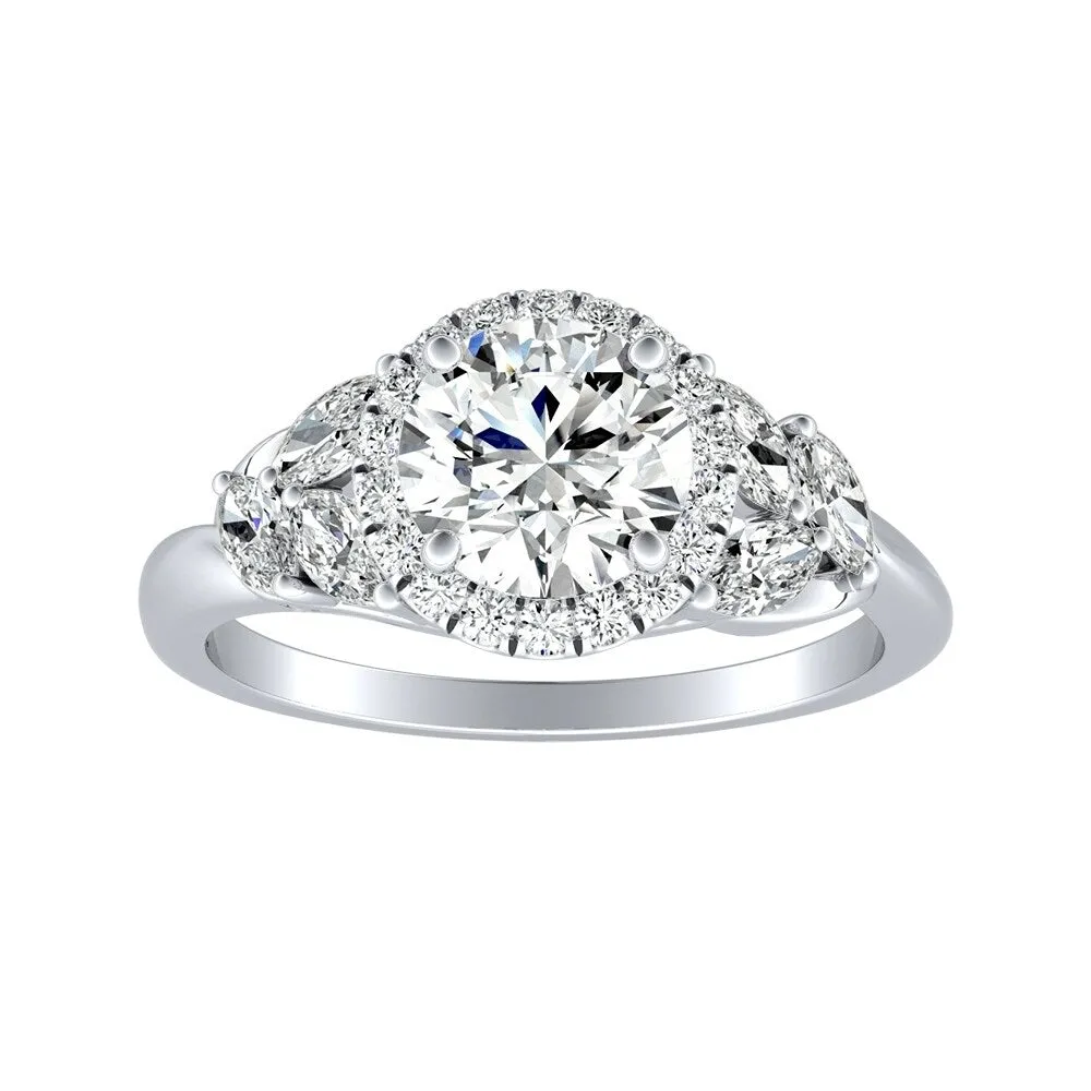 Auriya 14k Gold Floral 1ct Moissanite Halo Diamond Engagement Ring 3/8ctw sold by Zulily