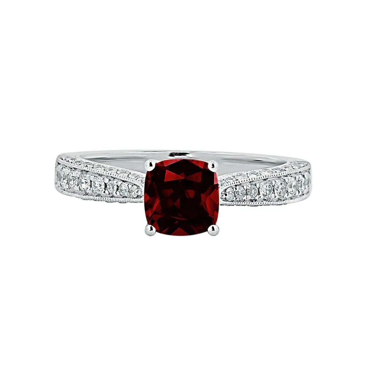 Auriya 1ct Unique Cushion-cut Garnet and Diamond Engagement Ring 3/8ctw 14k Gold sold by Zulily product image thumbnail 2