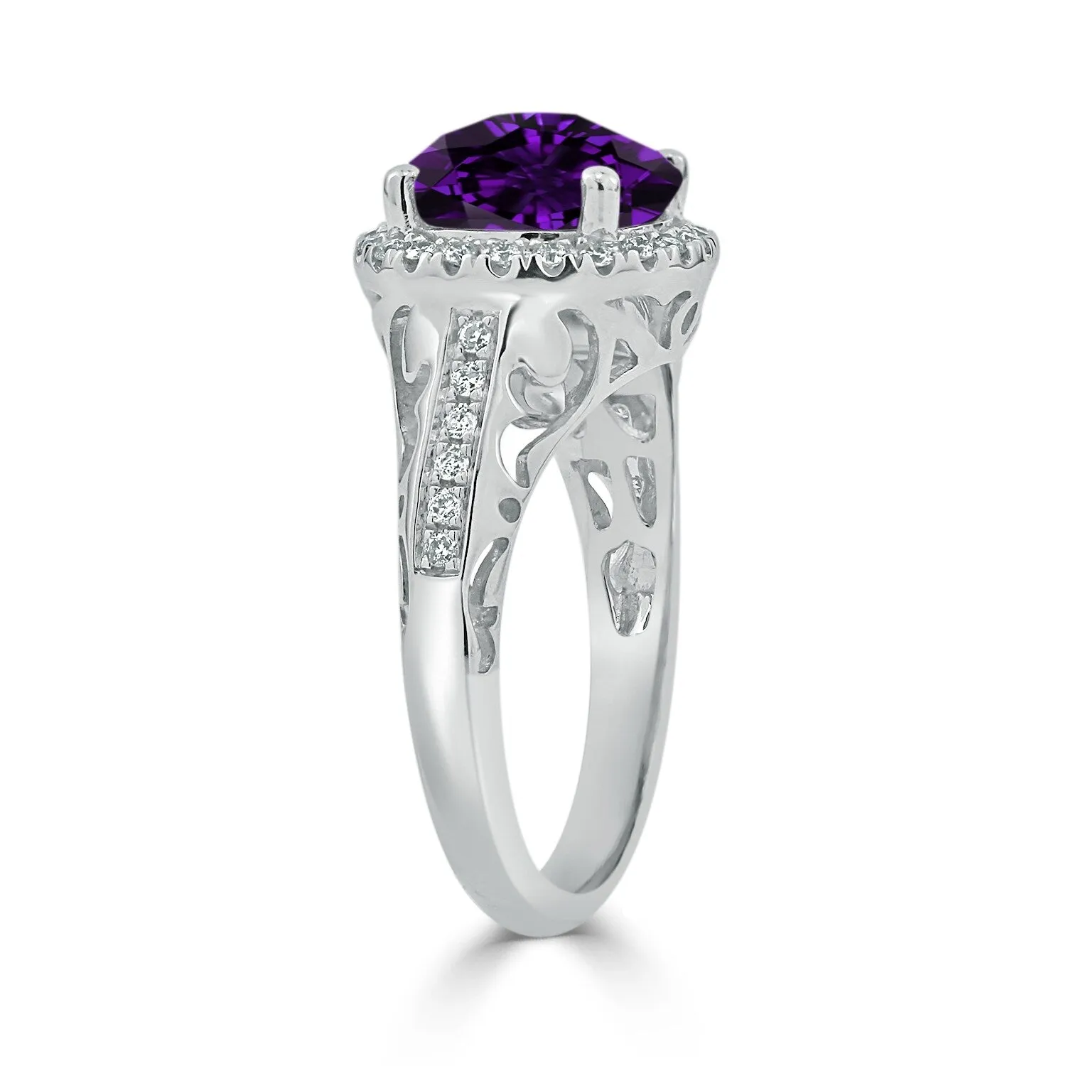 Auriya 1 1/2ct Fancy Round Purple Amethyst and Halo Diamond Engagement Ring 1/5ctw 14k Gold sold by Zulily product image thumbnail 4