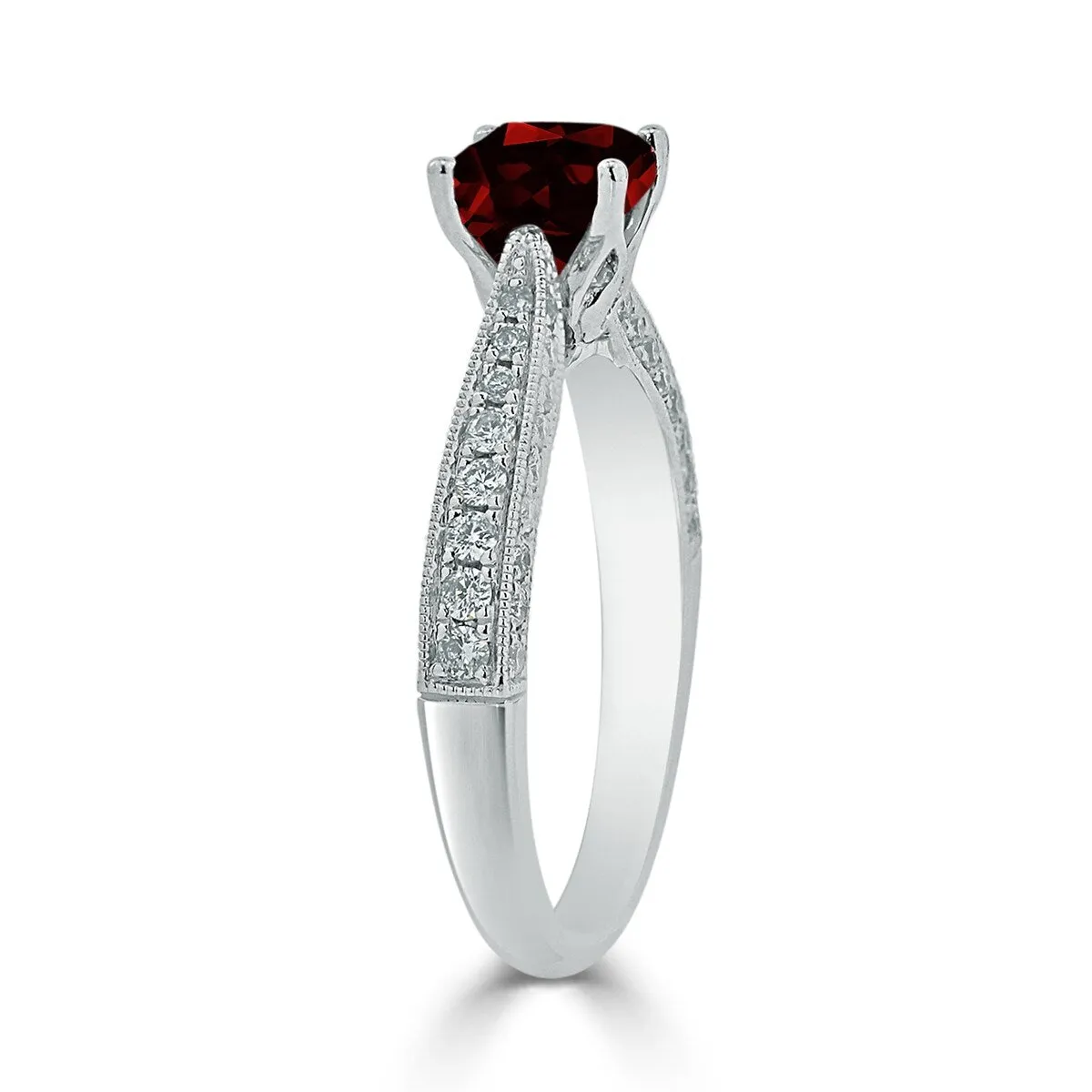 Auriya 1ct Unique Cushion-cut Garnet and Diamond Engagement Ring 3/8ctw 14k Gold sold by Zulily product image thumbnail 4