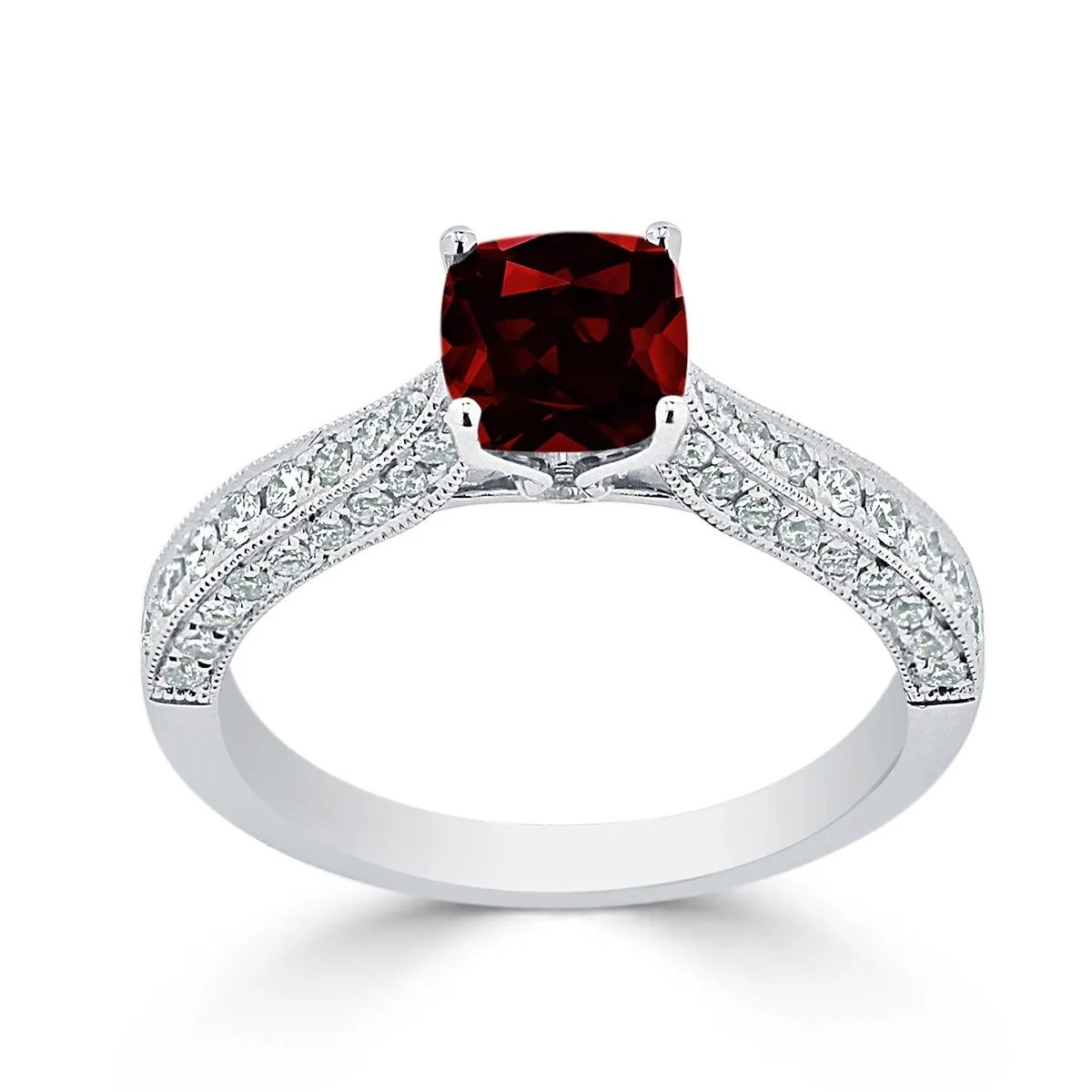 Auriya 1ct Unique Cushion-cut Garnet and Diamond Engagement Ring 3/8ctw 14k Gold sold by Zulily product image thumbnail 3