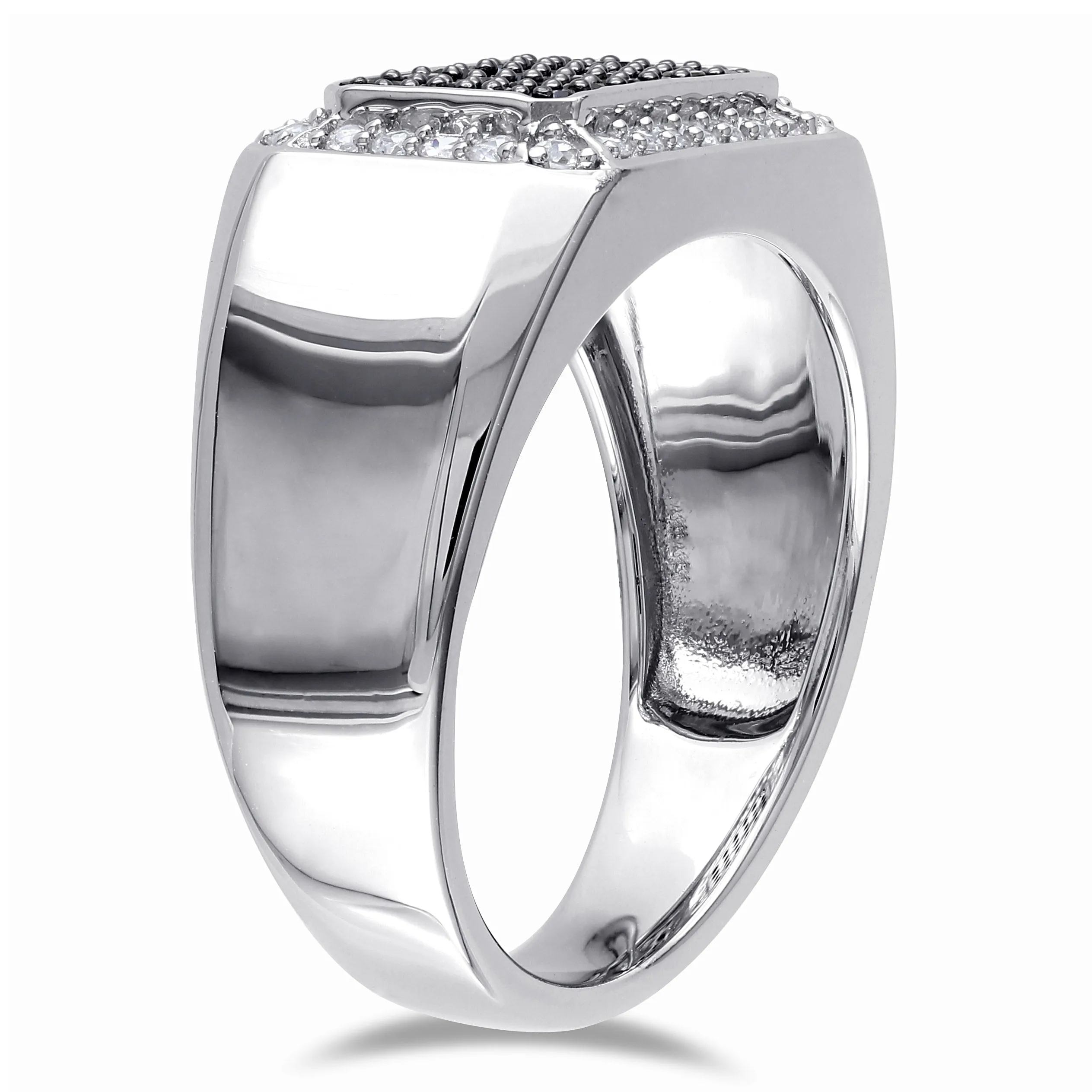 Miadora Mens Halo Black Spinel and White Sapphire Square Ring in Sterling Silver sold by Zulily product image thumbnail 2