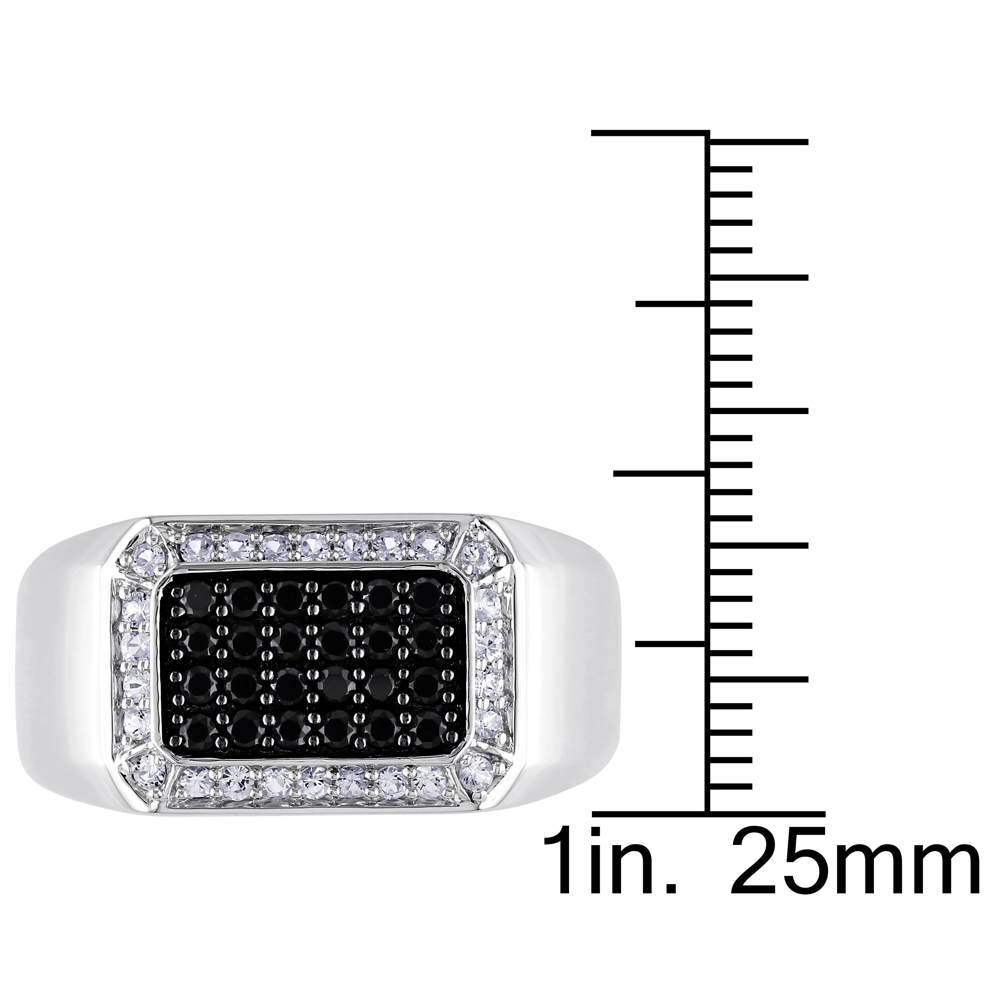 Miadora Mens Halo Black Spinel and White Sapphire Square Ring in Sterling Silver sold by Zulily product image thumbnail 3
