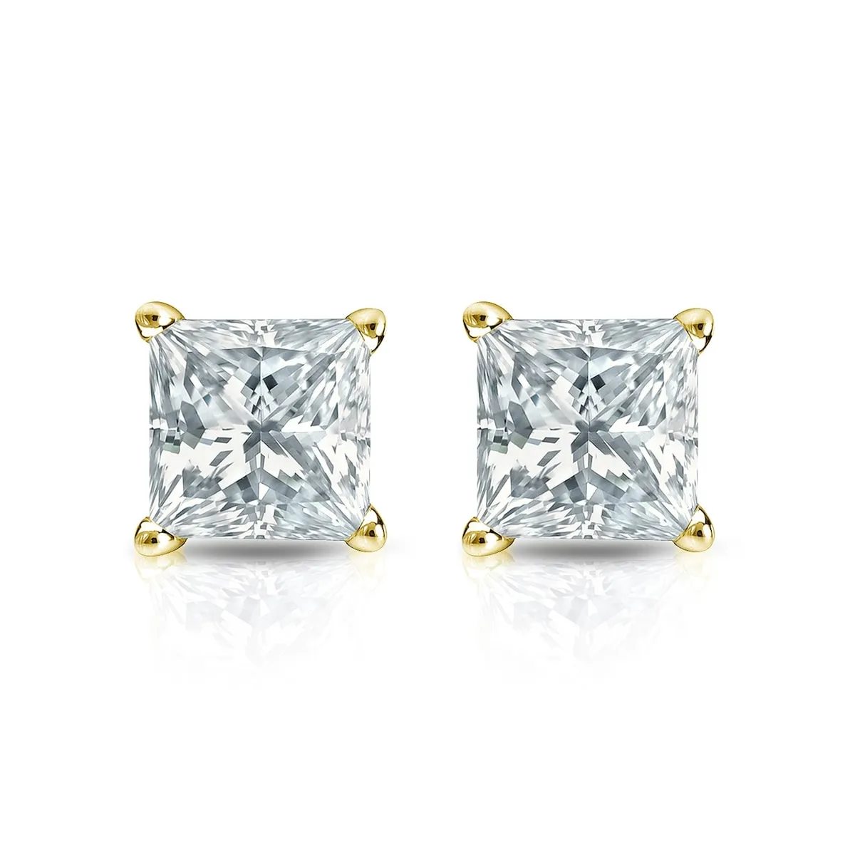Auriya 14-karat Gold Lab Grown 1.00 carat TDW Princess Diamond Stud Earrings 4-Prong Basket Screw-back sold by Zulily product image thumbnail 4
