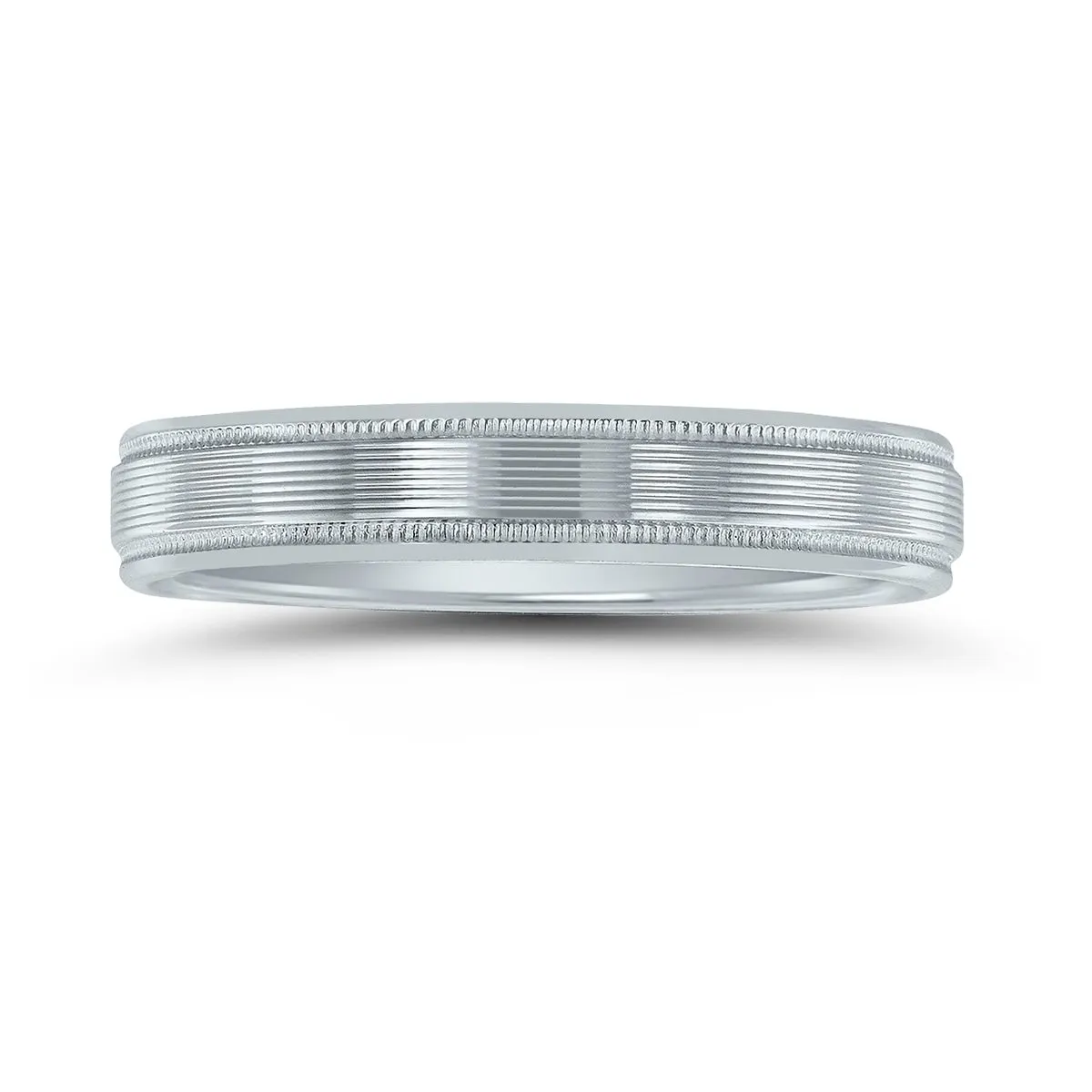 Men's 10K White Gold 4mm Wedding Band with Ribbed Milgrain Center sold by Zulily