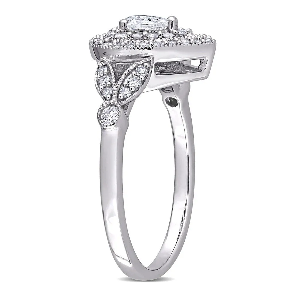 Miadora 10k White Gold 1/2ct TDW Pear & Round-cut Diamond Teardrop Halo Engagement Ring sold by Zulily product image thumbnail 3
