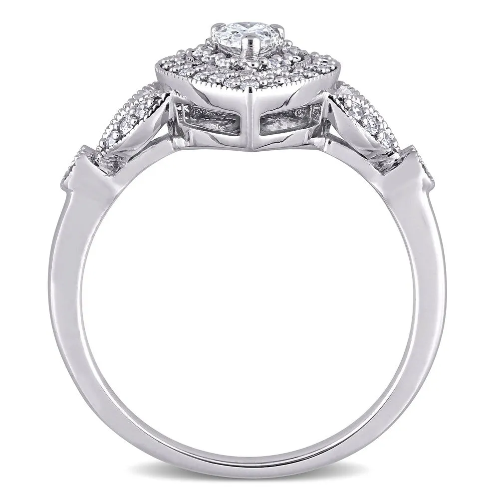 Miadora 10k White Gold 1/2ct TDW Pear & Round-cut Diamond Teardrop Halo Engagement Ring sold by Zulily product image thumbnail 4