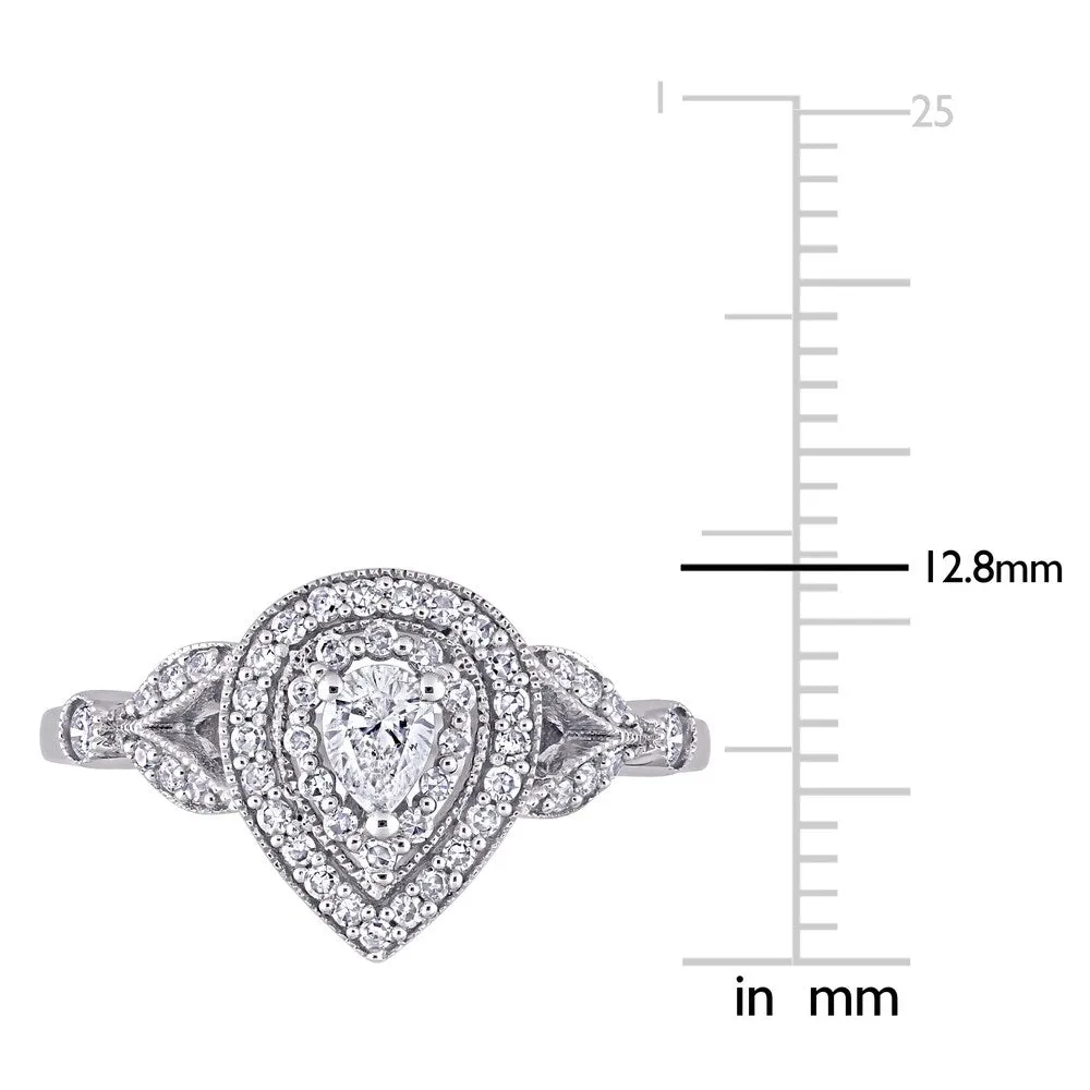 Miadora 10k White Gold 1/2ct TDW Pear & Round-cut Diamond Teardrop Halo Engagement Ring sold by Zulily product image thumbnail 5