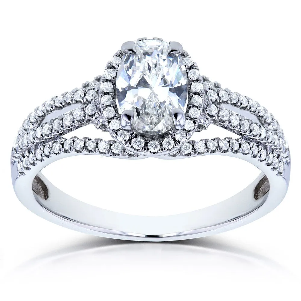 Annello by Kobelli 14k White Gold Certified Oval 1ct TDW Diamond Ring (H, VS2) sold by Zulily