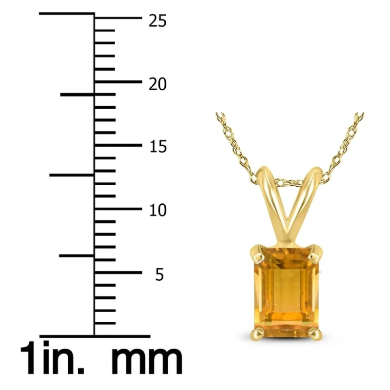 14K Yellow Gold 6x4MM Emerald Shaped Citrine Pendant sold by Zulily