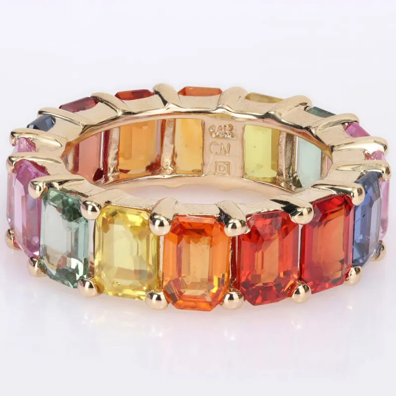 Miadora 14k Yellow Gold Octagon-cut Multi-color Sapphire Full-Eternity Band Ring sold by Zulily