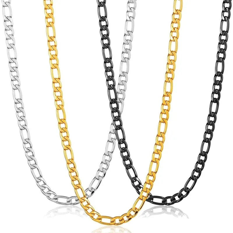 Men's Stainless Steel Figaro Chain Necklace (7.5mm Wide) sold by Zulily