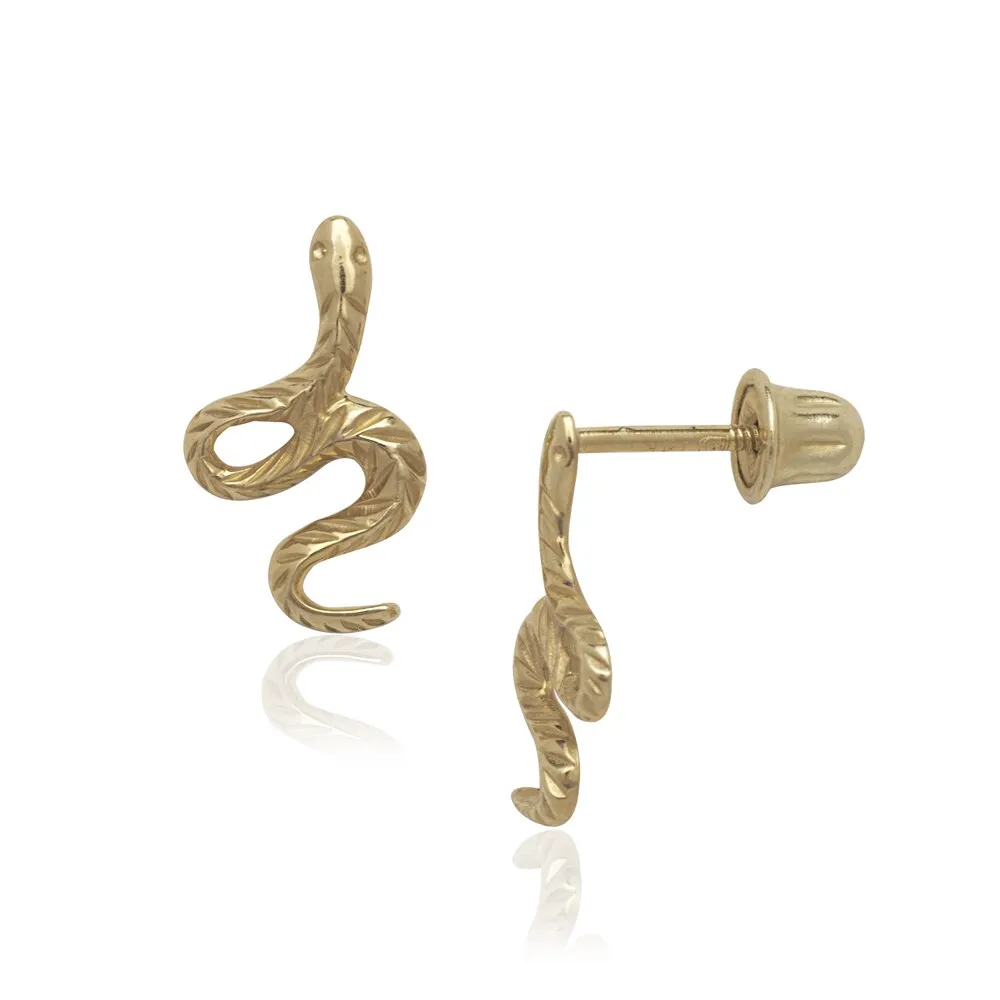 Curata 14k Yellow Gold 12x7mm Snake Shaped Screw Back Stud Earrings sold by Zulily