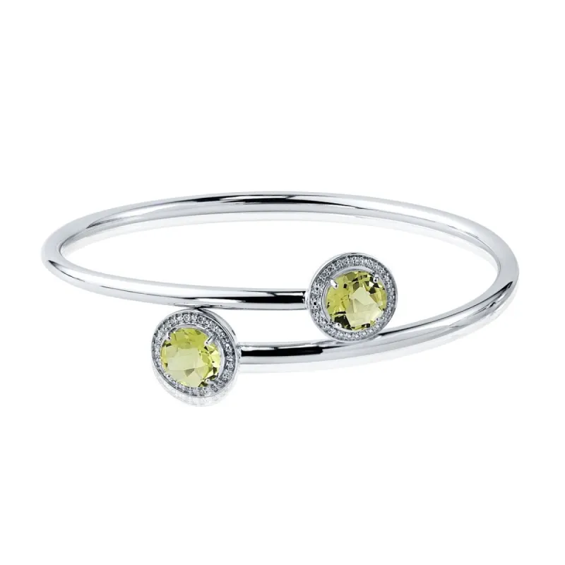 Auriya 3ct Lemon Green Quartz Gold over Silver Bangle Bracelet with Diamond Accents sold by Zulily