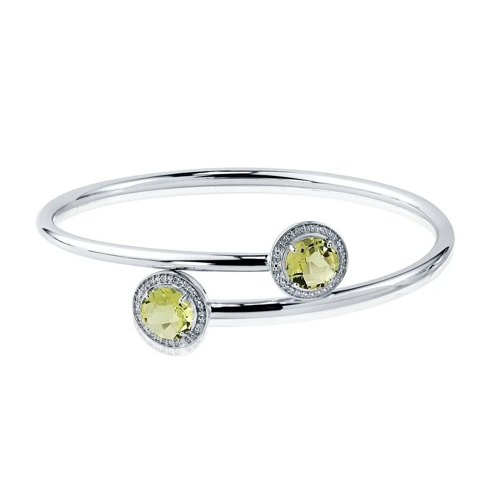 Auriya 3ct Lemon Green Quartz Gold over Silver Bangle Bracelet with Diamond Accents sold by Zulily