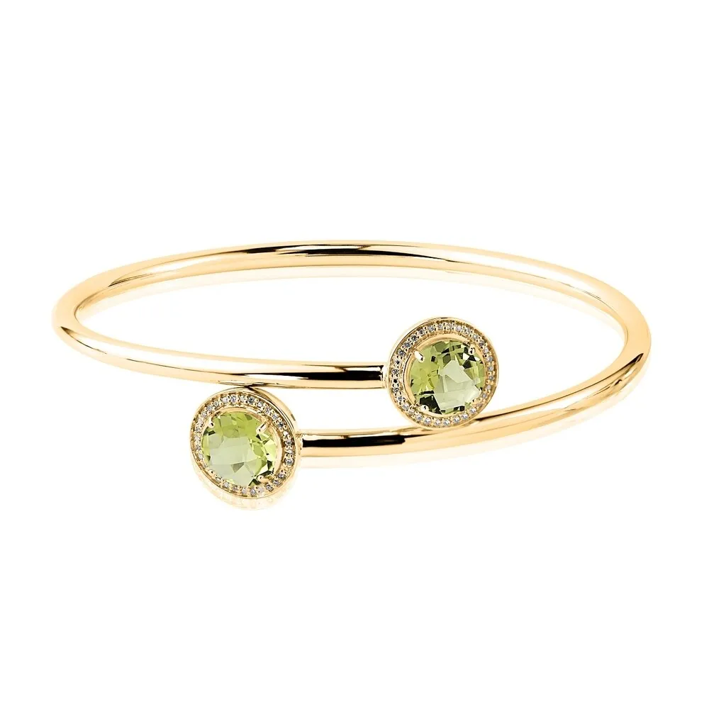 Auriya 3ct Lemon Green Quartz Gold over Silver Bangle Bracelet with Diamond Accents sold by Zulily product image thumbnail 2