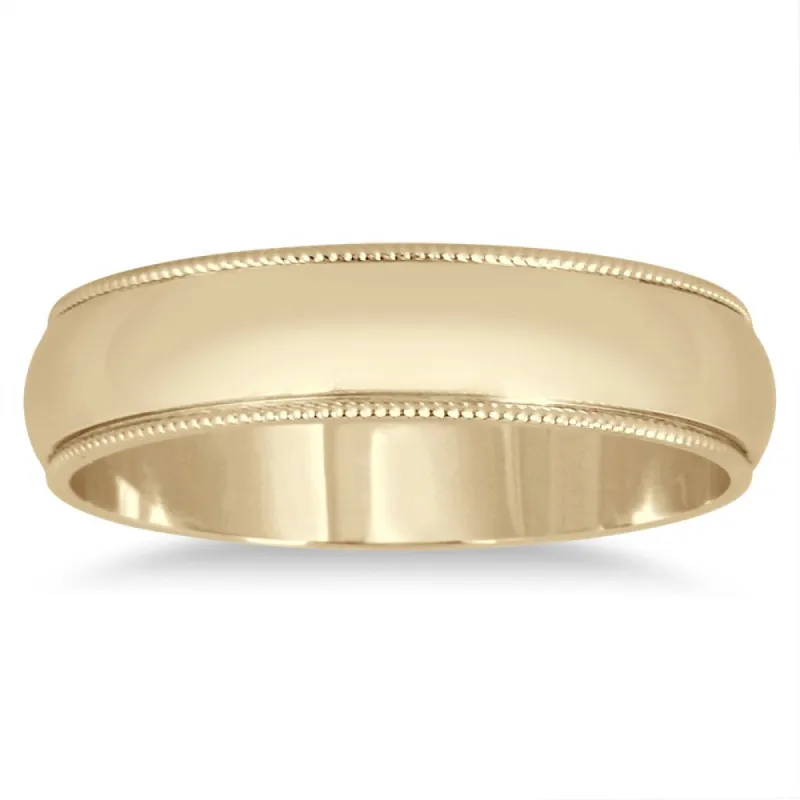 Marquee Jewels 14k Yellow Gold 4-millimeter Milgrain Edge Comfort-fit Wedding Band sold by Zulily