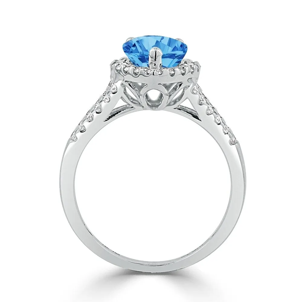 Auriya 2 1/4ct Pear Shape Blue Topaz and Halo Diamond Ring 1/2ctw 18K Gold sold by Zulily product image thumbnail 4