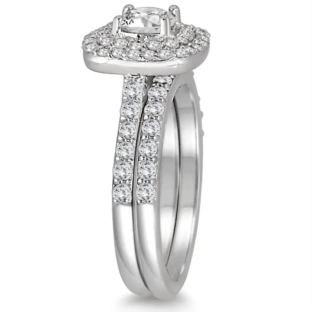 1 3/5 Carat TW Diamond Halo Bridal Set in 14K White Gold sold by Zulily product image thumbnail 2