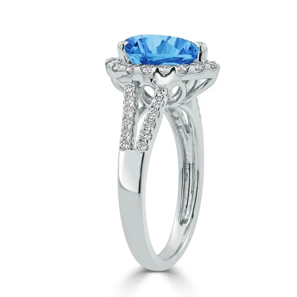 Auriya 2 1/4ct Pear Shape Blue Topaz and Halo Diamond Ring 1/2ctw 18K Gold sold by Zulily product image thumbnail 3