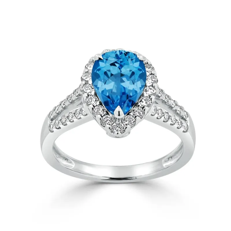 Auriya 2 1/4ct Pear Shape Blue Topaz and Halo Diamond Ring 1/2ctw 18K Gold sold by Zulily