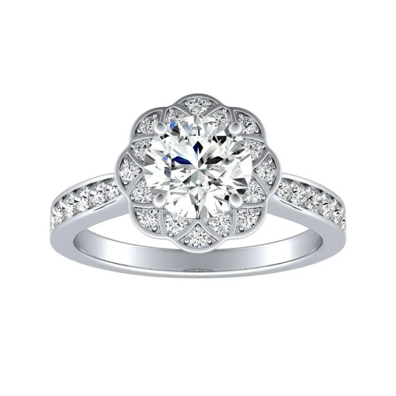 Auriya 14k Gold 1 4/5ctw Round Moissanite Halo Engagement Ring sold by Zulily