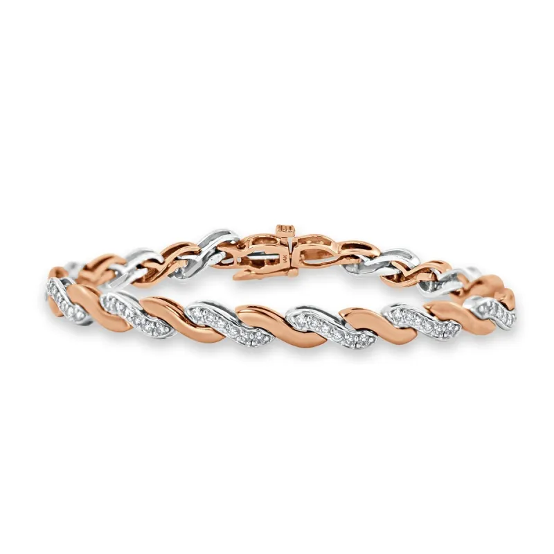Auriya 1 3/4 carat TW Pave Diamond Link Bracelet 14k Two-Tone Gold - White - 7-inch made by Zulily