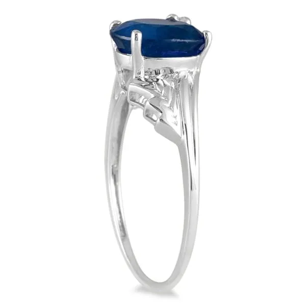 2 1/4 Carat Oval Sapphire and Diamond Leaf Ring in 10K White Gold sold by Zulily product image thumbnail 2