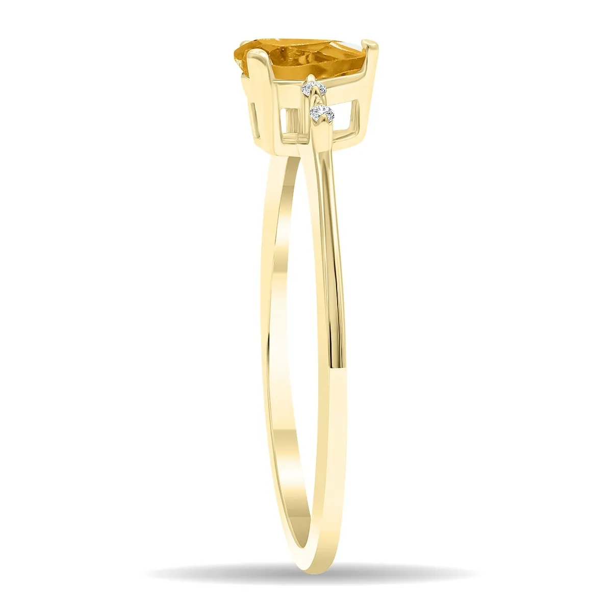 Women's Pear Shaped Citrine and Diamond Sparkle Ring in 10K Yellow Gold sold by Zulily product image thumbnail 3