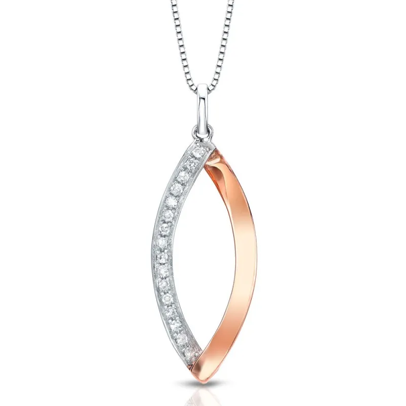 Auriya Marquise Shaped Accent Diamond Necklace 14k Two-Tone Rose Gold sold by Zulily