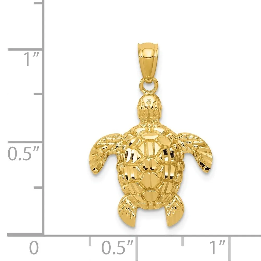 Curata 14k Yellow Gold 18" Diamond-Cut Sea Turtle Pendant Necklace - 17x25mm sold by Zulily product image thumbnail 2