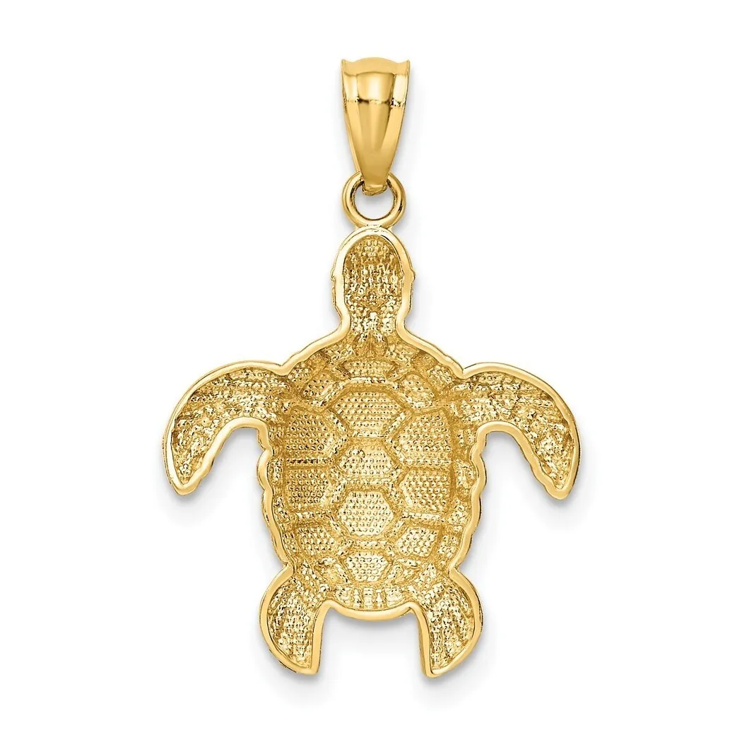 Curata 14k Yellow Gold 18" Diamond-Cut Sea Turtle Pendant Necklace - 17x25mm sold by Zulily product image thumbnail 4