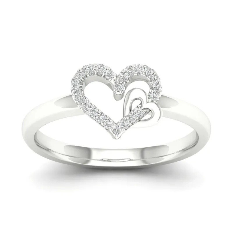 De Couer 10k Gold 1/10ct TDW Diamond Heart Ring sold by Zulily