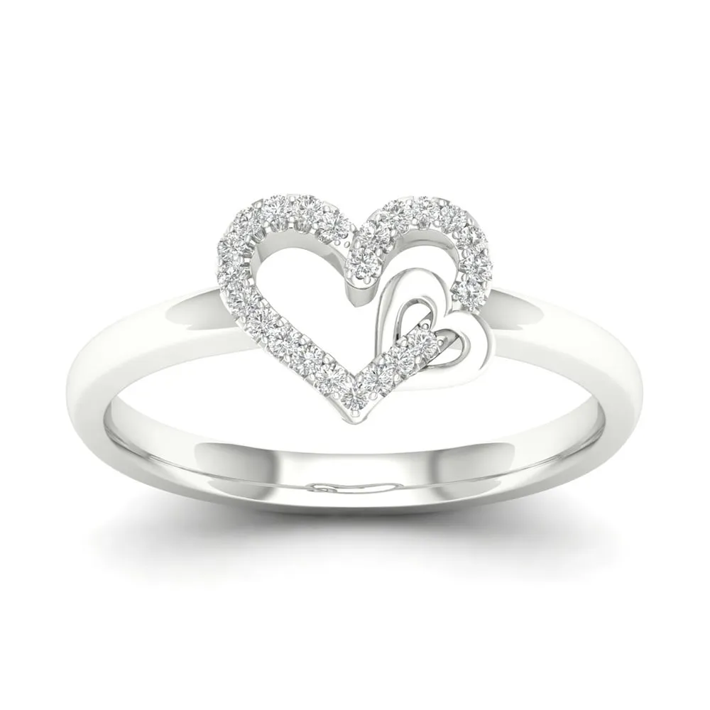 De Couer 10k Gold 1/10ct TDW Diamond Heart Ring sold by Zulily