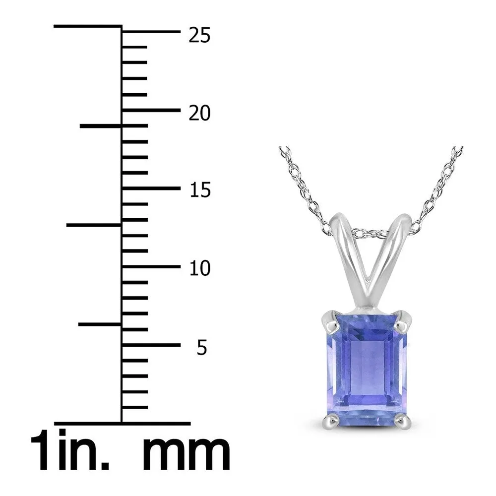 14K White Gold 5x3MM Emerald Shaped Tanzanite Pendant sold by Zulily product image thumbnail 3