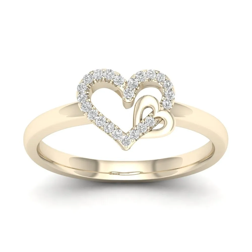 De Couer 10k Gold 1/10ct TDW Diamond Heart Ring sold by Zulily product image thumbnail 5