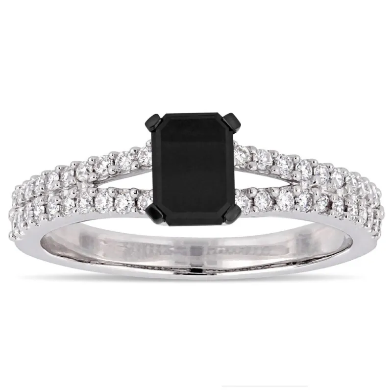 Miadora Signature Collection 14k White Gold 1ct Black and White Diamond Split Shank Engagement Ring sold by Zulily