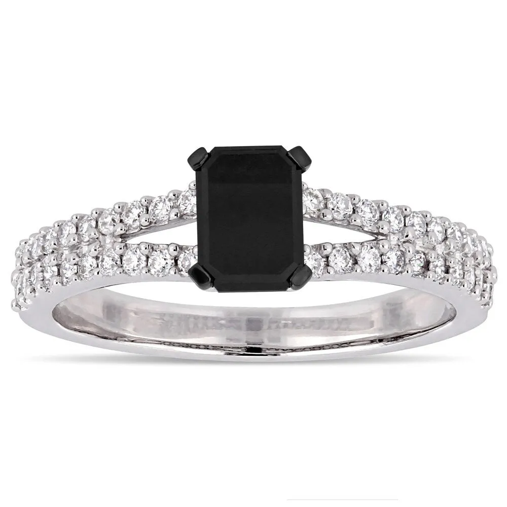 Miadora Signature Collection 14k White Gold 1ct Black and White Diamond Split Shank Engagement Ring sold by Zulily
