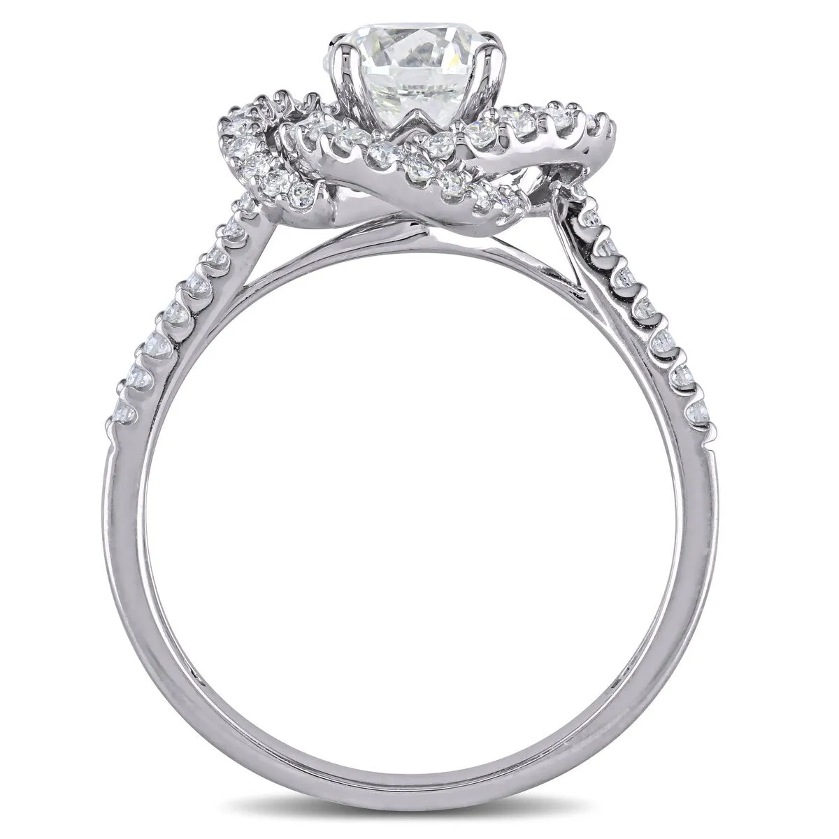 Miadora 18k White Gold 1 1/4ct TDW Diamond Swirl Floral Halo Engagement Ring sold by Zulily product image thumbnail 4
