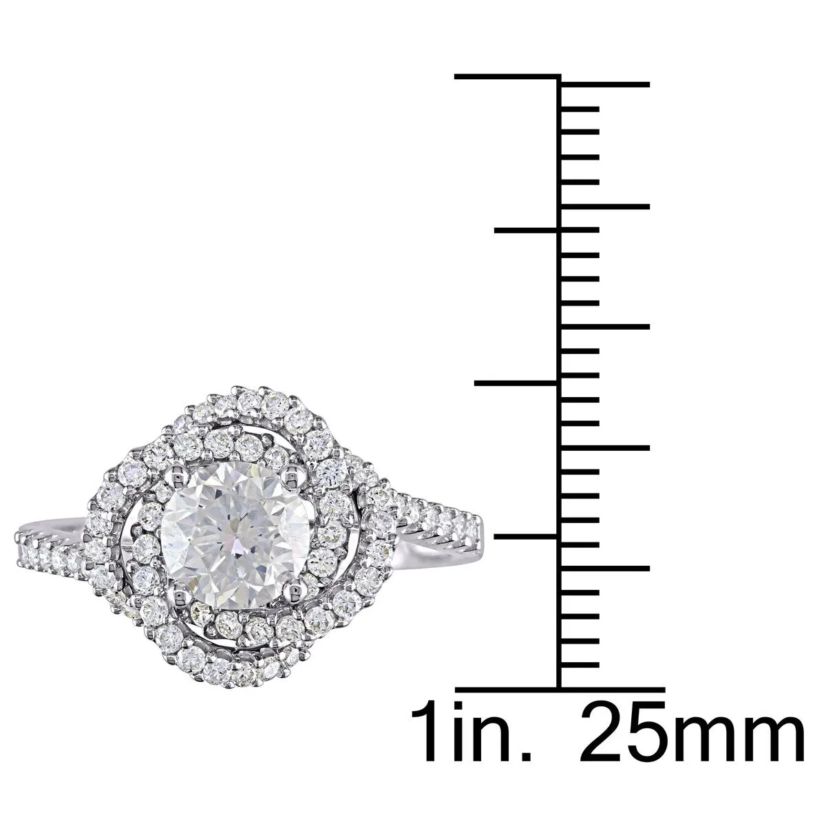 Miadora 18k White Gold 1 1/4ct TDW Diamond Swirl Floral Halo Engagement Ring sold by Zulily product image thumbnail 5