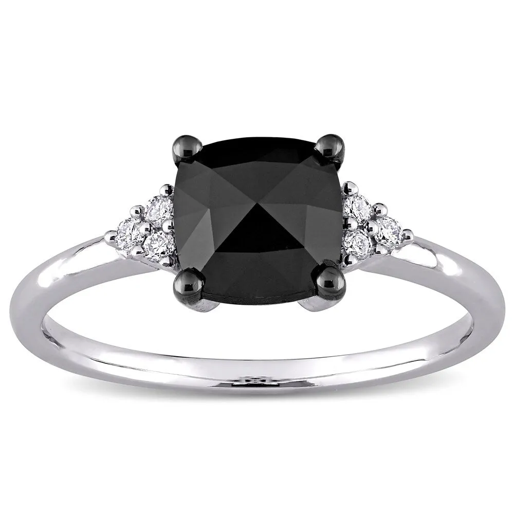 Miadora 14k White Gold 1 1/3ct TDW Cushion-cut Black and White Diamond Engagement Ring sold by Zulily product image thumbnail 2